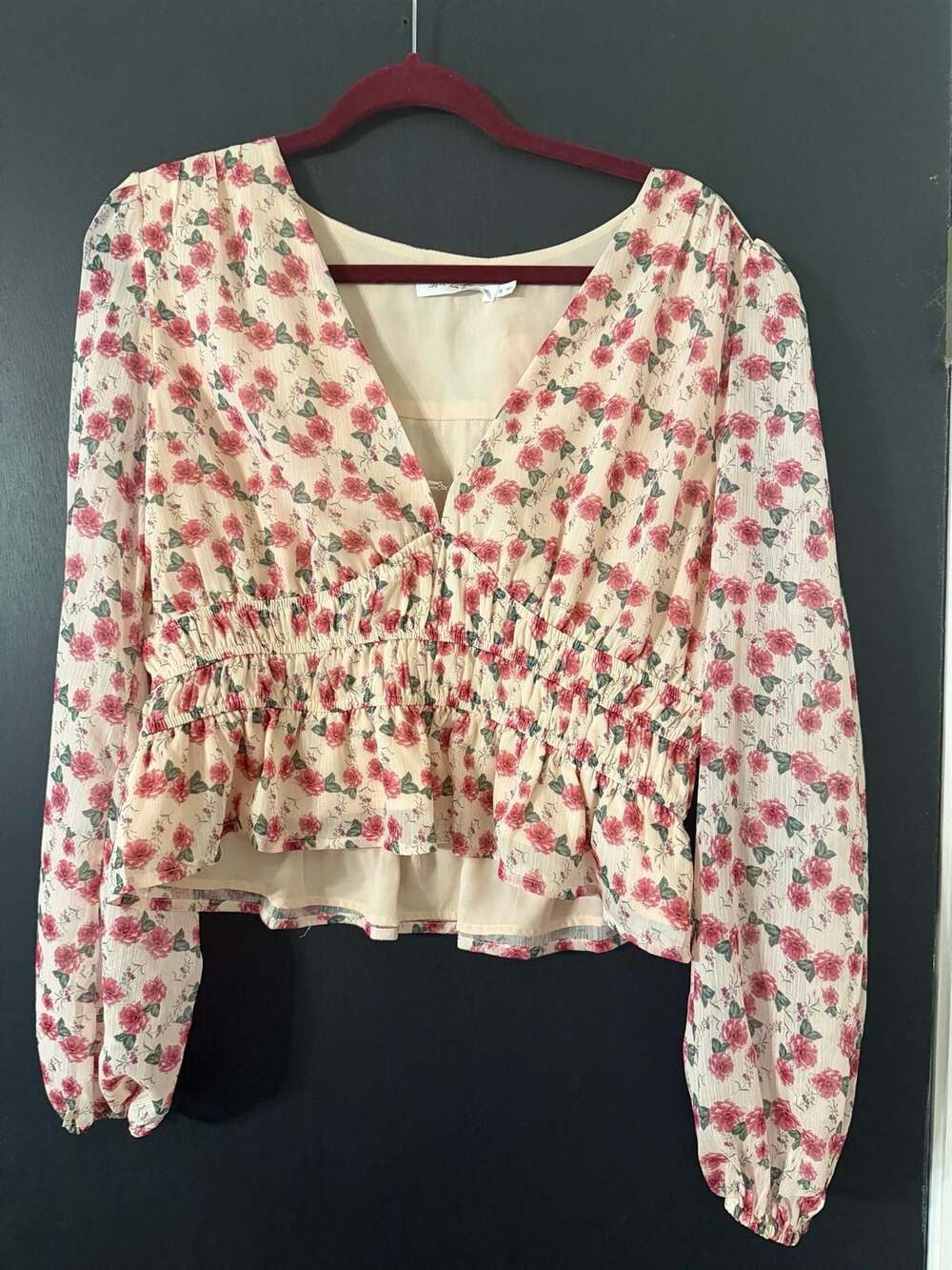 All in Favor Floral Print Peplum Blouse cottagecore  XL